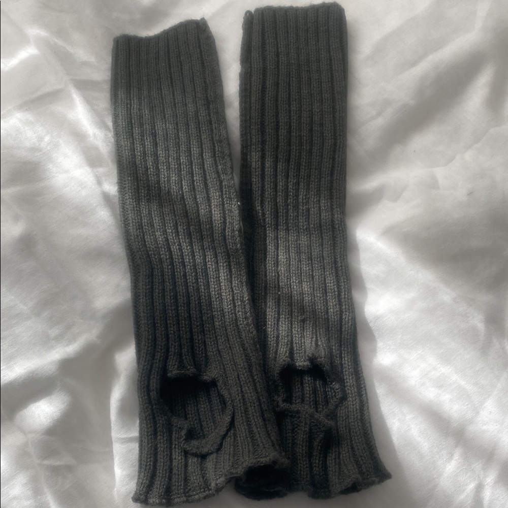 Zara Girls Gray Ribbed Knit Leg Warmers